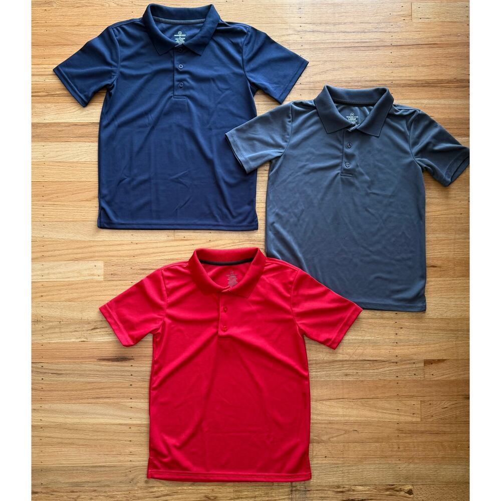 Real Essentials Boys Short Sleeve Polo Shirt Size L School Uniform Stretch